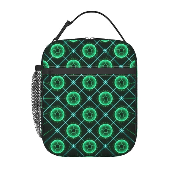 Soccer Ball Insulated Lunch Bag Reusable Lunch Box Hot Cold Thermal Meal Prep Bag With Buckle Strap For Men Women Office Sports Hiking Daily