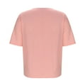 thumbnail image 4 of Fnooota Short Sleeve Shirts for Women, Loose Fit Casual Summer Cotton Linen Button Down Shirts Pink Size 2XL, 4 of 5