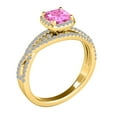 thumbnail image 3 of Mauli Jewels Rings for Women 0.90 Carat Diamond and Cushion Shaped Pink 4-prong 10K Yellow Gold, 3 of 7