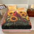 thumbnail image 3 of Jiueut Cardinal Sunflower Pattern 3 Pack Twin Bed Sheet Set, Easy Care Fitted Sheet and 2 Lightweight Pillow Cover Wrinkle Free Bedroom Decoration with Elastic Band for Kids Boys, 3 of 7