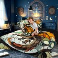thumbnail image 4 of meiyoeat Vintage Western Dragon Full Size Comforter Sets for Men Boys, Boho Butterfly Animal Bedding Comforter Set, Orange Green, Black Reversible, 3 Pieces, 1 Comforter and 2 Pillowcases, 4 of 6