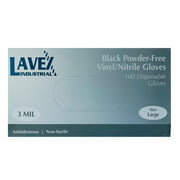 Lavex Powder-Free Vinyl/Nitrile Hybrid Textured Gloves - Large, Black - 100 ct