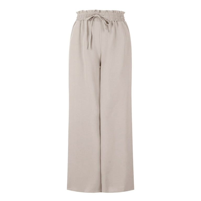 Tanming Wide Leg Linen Pants for Women Summer Flowy High Waisted Beach  Palazzo Trousers (Apricot-XS) at  Women's Clothing store