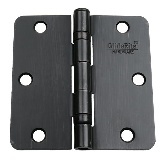 GlideRite 3-1/2 in. Ball-Bearing Steel Door Hinges with 1/4 in. Corner Radius, Oil Rubbed Bronze finish, Pack of 12