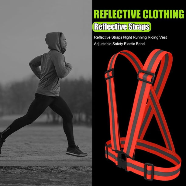 Correas reflectantes Likrtyny Chaleco Para correr de noche Banda de seguridad ajustable naranja