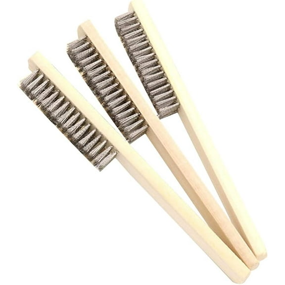 Power Tools Hand Tools Garden Tools,Wire Brush Set,Detailing Cleaning Wire Scratch Brush, Stainless Steel Bristles with Wood Handle, 3-Pieces/Pack