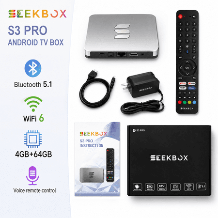 2026 Seekbox 3 Pro New TV Device, 4GB RAM 64GB ROM,Remote Control, User Manual and Power Cord
