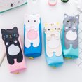 thumbnail image 3 of Trousse à Crayons Animal Chat Simple Dessin Animé, Fournitures Scolaires Crayon en Toile 2 Pcs Triangle Chat Jaune, 3 of 7