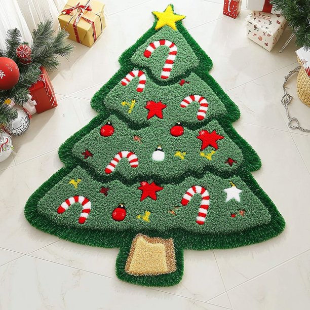 Alfombra navideña lujosamente suave. Perfecta para unas fiestas festivas en casa. Alegría navideña con una elegante alfombra con motivos navideños. Ideal para la decoración navideña.
