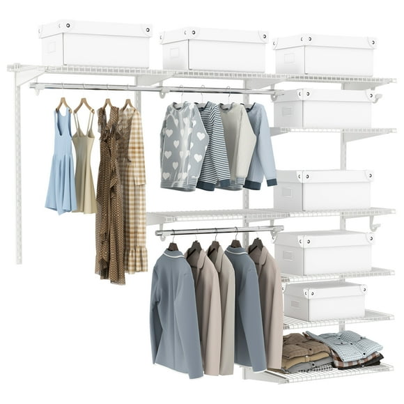 Gymax Custom Closet Organizer Kit 4 to 6 FT Wall-mounted Closet System w/ Hang Rod