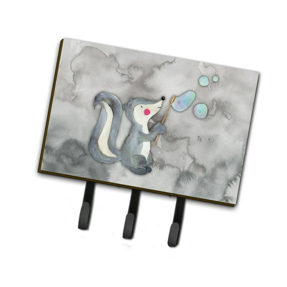 Carolines Treasures BB7352TH68 Skunk and Bubbles Watercolor Leash or Key Holder Triple Hook multicolor
