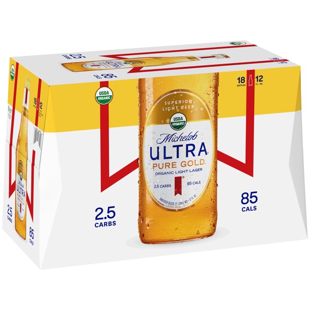 Michelob Ultra Pure Gold Organic Light Lager 18 Pack 12 Fl Oz Bottles Walmart Com