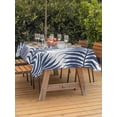 thumbnail image 3 of Outdoor Tablecloth with Umbrella Hole for Patio/Picnic/Party/Camping, Navy Blue Palm Leaves Waterproof Table Cloth Rectangle Table Cover Washable, Summer Botanical Tropical Plants (60"x 102"), 3 of 9