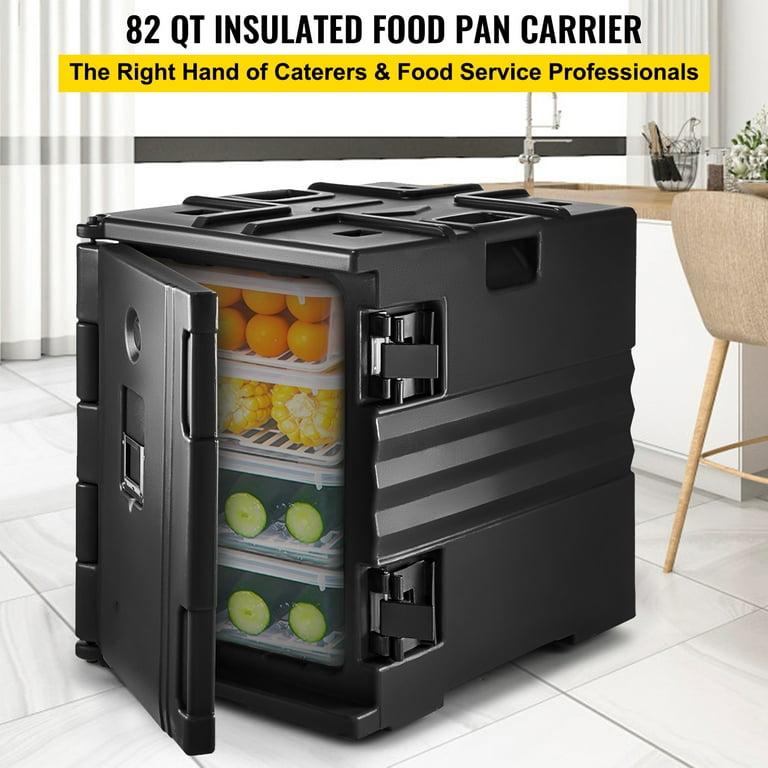 VEVOR Insulated Food Pan Carrier 36 qt. Capacity Stackable Catering Hot Box Top Load Food Warmer for Restaurant Canteen, Black