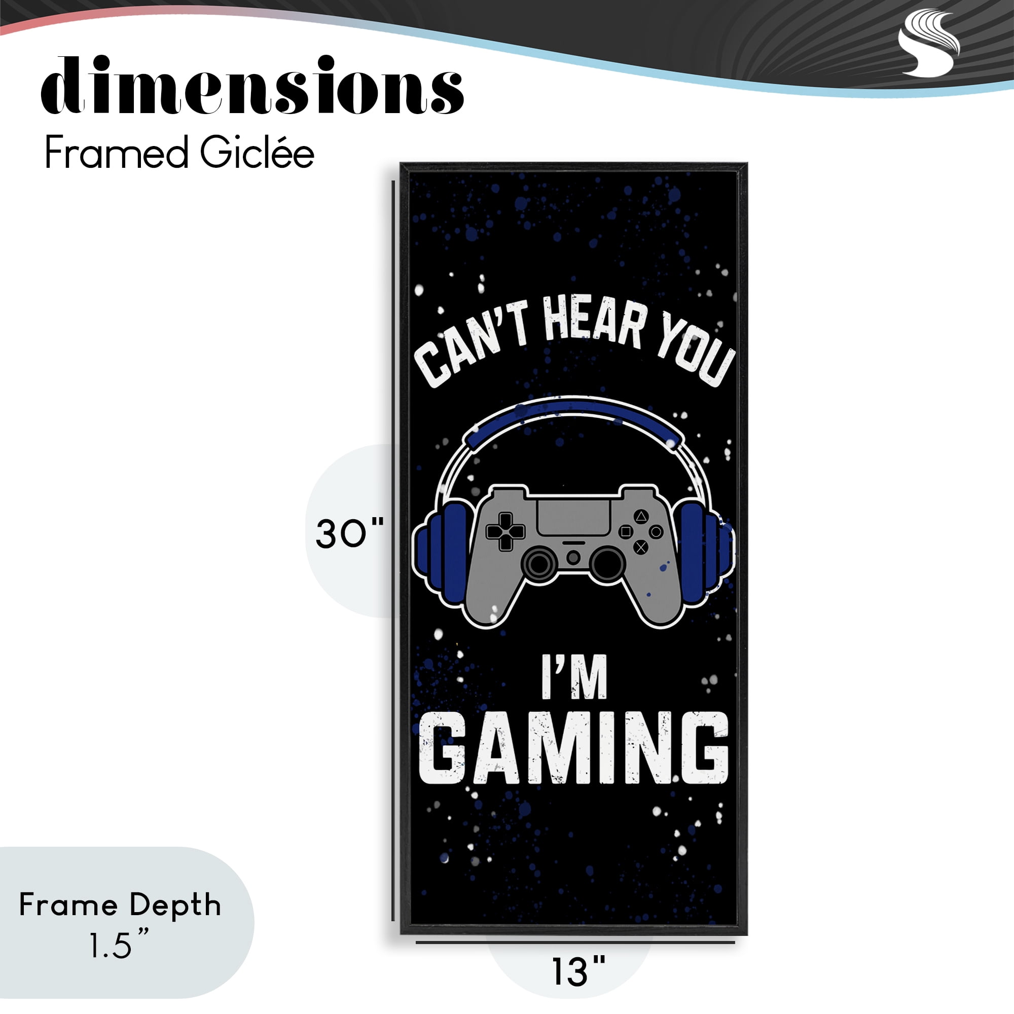 Stupell Industries Can't Hear You Gaming Black Framed Giclee Art, design by Kim Allen