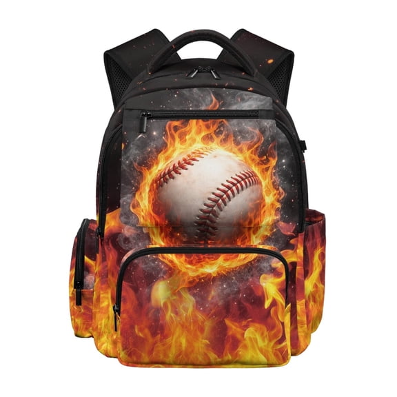 Chririnla Vivid Flame Print Breathable Backpack with Padded Straps Multiple Compartments School Bags, Multi-Pockets 17 Inch School Backpack for Elementary School Camping