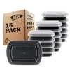 Freshware Stackable Meal Prep Containers, 1 Compartment with Lids, Set of 15
