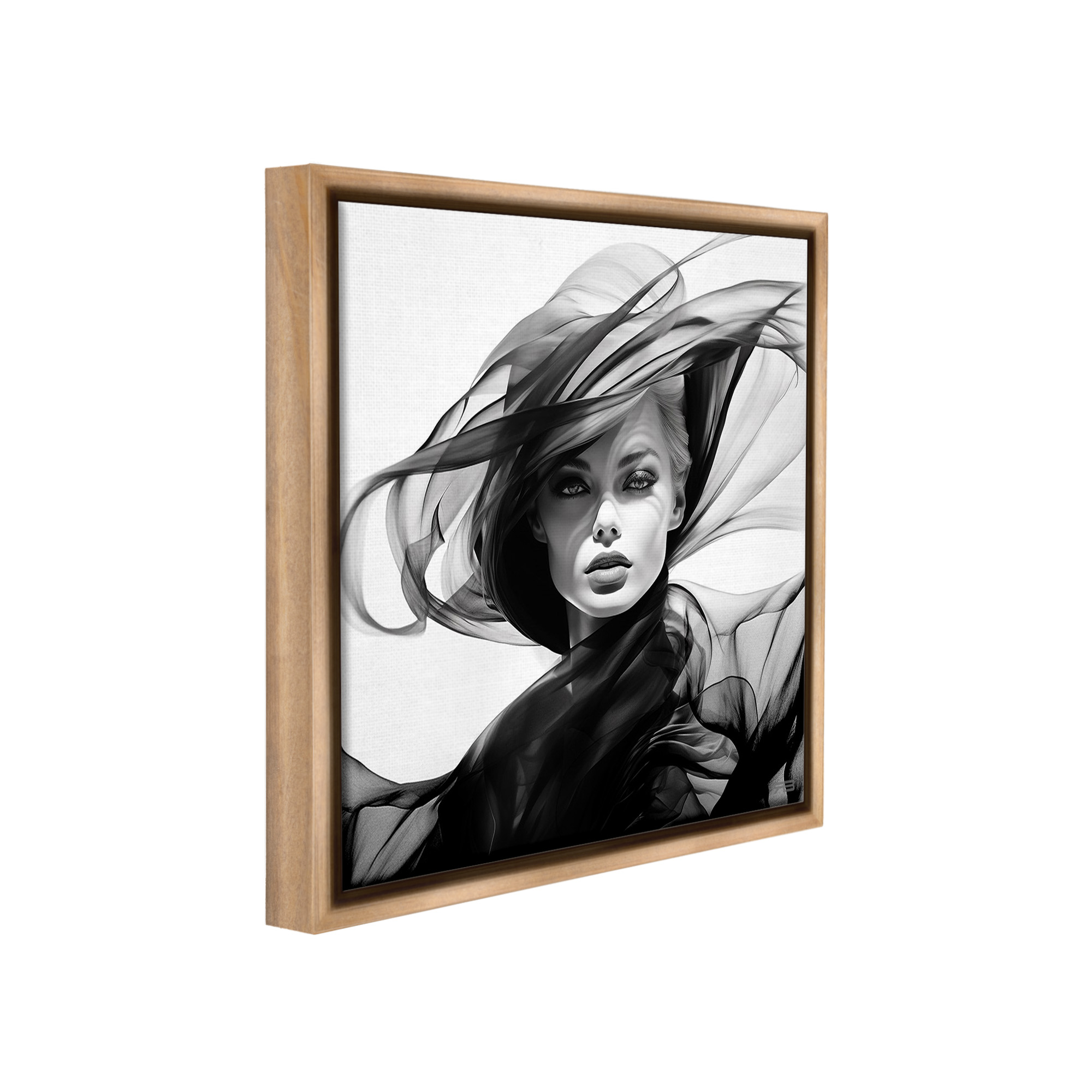 Stupell Industries Modern Fashion Portrait Abstract Painting Brown Floater Framed Canvas Art Print Wall Art, 18 x 18