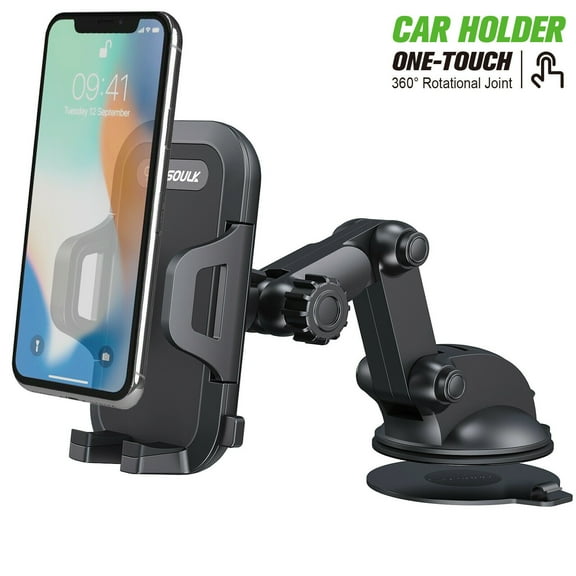 Universal Sturdy Extend Arm Phone Mount Holder for Car Hands-Free Easy Clamp One-Touch Cradle Compatible with Phone 13 Series/iPhone 12 Series/11 /11 Pro Max/XR/Samsung and More