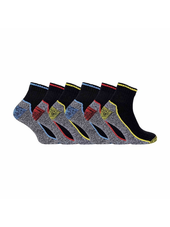 - Mens 6 Pack Short Trainer Bamboo Work Socks for Steel Toe Boots