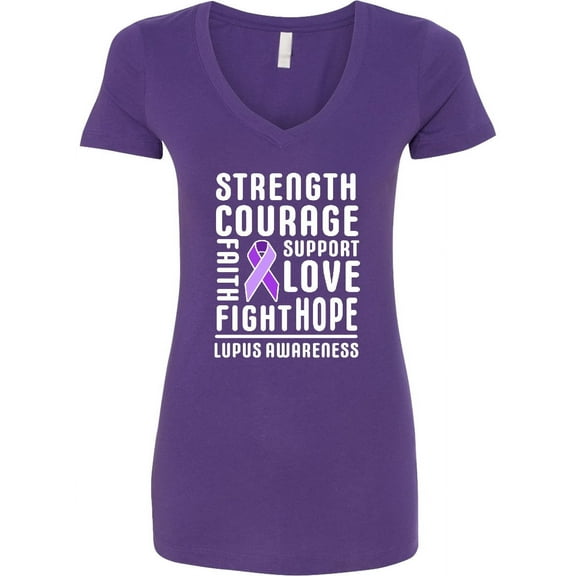 Inktastic Lupus Awareness Strength Support Courage Women's V-Neck T-Shirt
