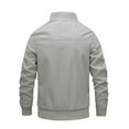 thumbnail image 2 of Xysaqa Mens Casual Lightweight Zip Up Bomber Jackets Solid Long Sleeve Windbreaker Coat Jackets with Pockets Fashion Spring Fall Clothes S-3XL Clearance, 2 of 7