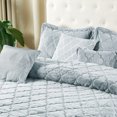 thumbnail image 3 of Home Soft Things 7 Piece Ogee Faux Fur Embroidery Bedspread Set - Bluish Grey - King (102" x 90"), 3 of 9