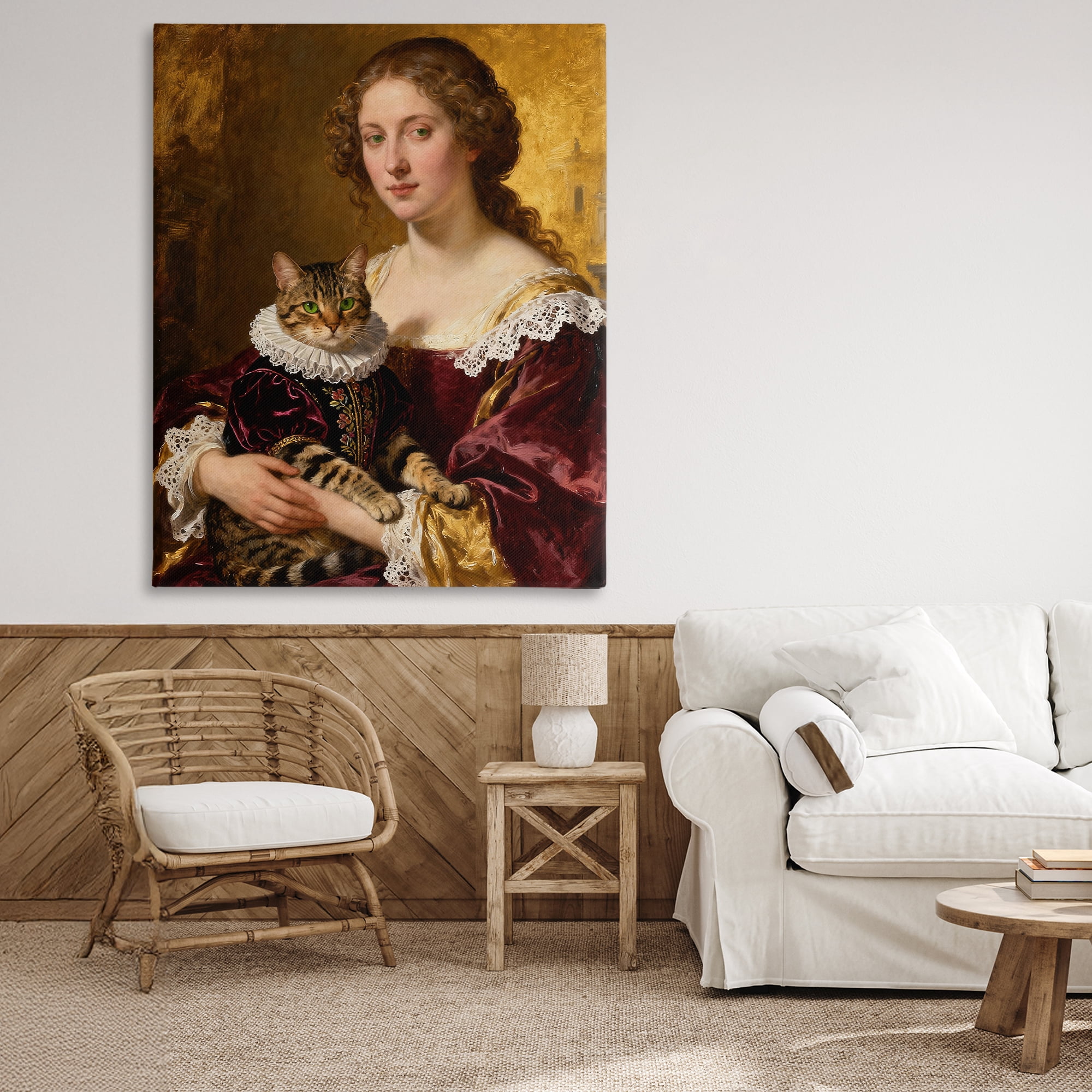 Stupell Industries Renaissance Lady with Regal Cat Canvas Wall Art, design by CAD Designs