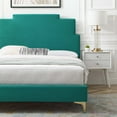 thumbnail image 5 of Platform Bed Frame, Queen Size, Velvet, Teal Blue, Modern Contemporary Urban Design, Bedroom Master Guest Suite, 5 of 10