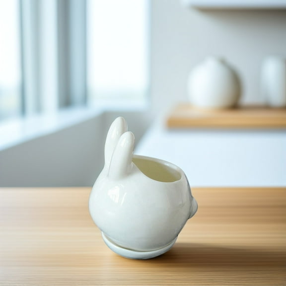 HEMOTON 2 PCS Succulent Shallow Plant Pot Little Rabbit Flower Planter