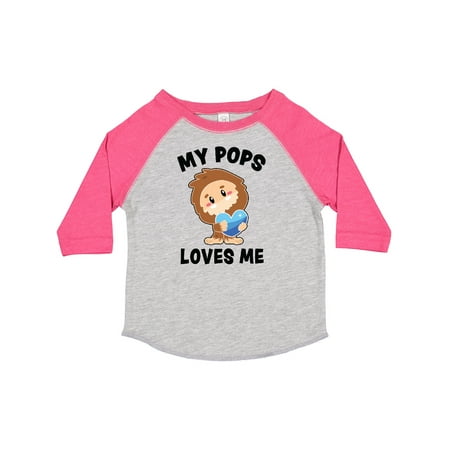 

Inktastic Cute Bigfoot My Pops Loves Me Gift Toddler Boy Girl T-Shirt