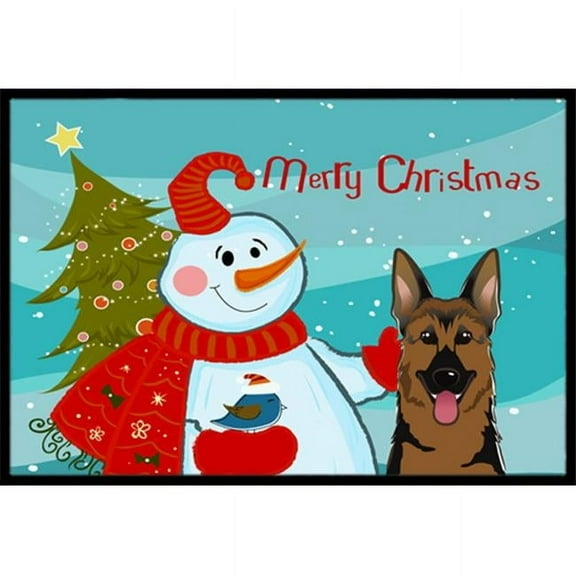 Snowman with German Shepherd Door Mat