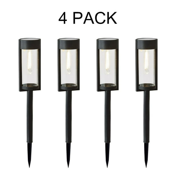 Better Homes & Gardens 15 Lumens Wyatt Solar Powered Black LED Landscape Bollard Path Light Set, 4-Pack, BHG 15L Solar Bollard