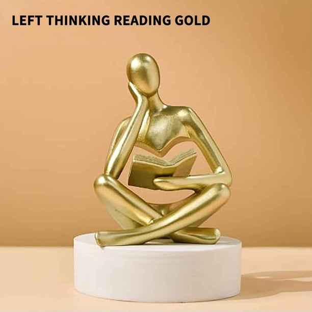 Estatua de figura abstracta leyendo | Adorno de resina para estantería y escritorio | Decoración para el hogar y la oficina | Regalo para lectores y graduados
