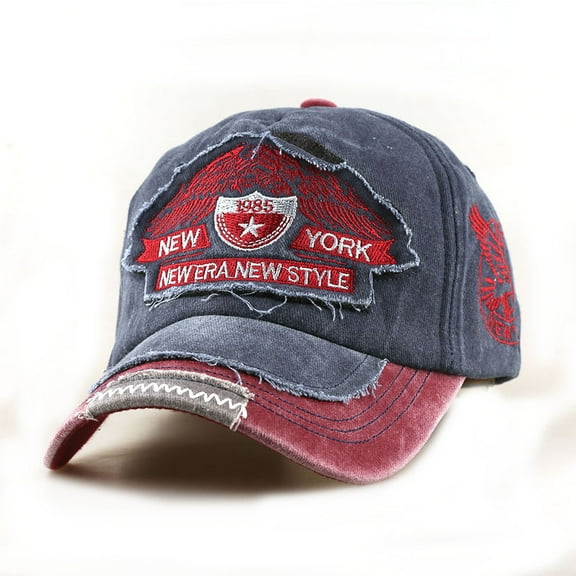 New 1985 Letter Embroidery New York Baseball Cap Washed Distressed Cotton Patch Color Matching Cap Outdoor Peaked Cap