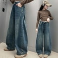 thumbnail image 2 of QHFBli Girls Baggy Jeans High Waisted Barrel Leg Jeans Trendy Boyfriend Denim Pants Vintage Streetwear Clothes, 2 of 9