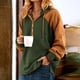 thumbnail image 2 of Mujeres Otoño Invierno Color suelto Bloque con cuello en V Botones Crop Workout Sudadera con capucha de manga larga Tops Pullover Blusa Fridja  fhghd2381, 2 of 5