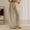 Khaki, variant on IDALL Linen Pants Women Wide Leg Pants Woman Womens Daily Elastic Waist Pockets Straight Solid Color Casual Pants Loose Long Trousers Lounge Pants Women Summer Pants Army Green L