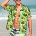 thumbnail image 5 of Lsque Avocado color cute animals pattern Hawaiian Shirt for Men, Unisex Summer Beach Casual Short Sleeve Button Down Shirts-Small, 5 of 9