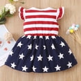 thumbnail image 4 of Mikrdoo 3T Toddler Baby Girls Dress Stripe Splice Star Print For Independence Day Sleeveless One Piece Dress Red 3-4 Years, 4 of 7