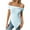 Light Blue, variant on yillto Women's off Shoulder Short Sleeve Asymmetrical Hem Knit Blouse Tunic Tops Pullover Shirts