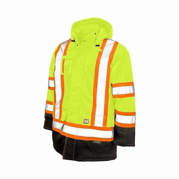 Men's Hi-Vis Safety Parka, 300D Poly Oxford with PU Coating, Green, S S17611