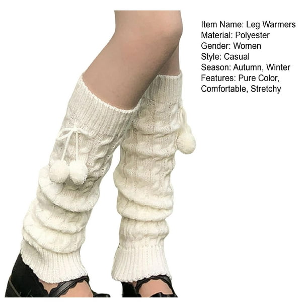 Visland 1 Pair Leg Warmers Knitted Hanging Pompoms Knee High