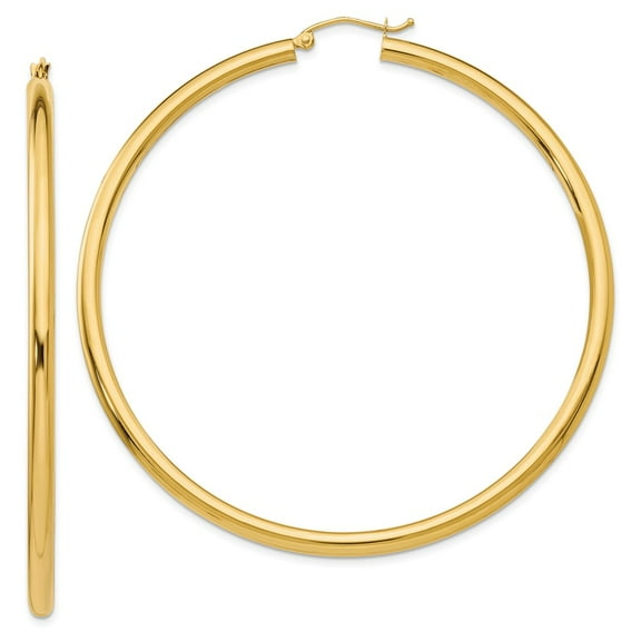Primal Gold 14 Karat Yellow Gold 3mm Lightweight Tube Hoop Earrings
