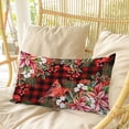 thumbnail image 4 of Cardinal Bird Pillow Covers, Linen Long Throw Pillow Case, Poinsettia Pine Cones Berry Flowers Red Plaid Holiday Pillow Protector Decorative Cushion Cover for Living Room/Bedroom 20" x 30", 4 of 8