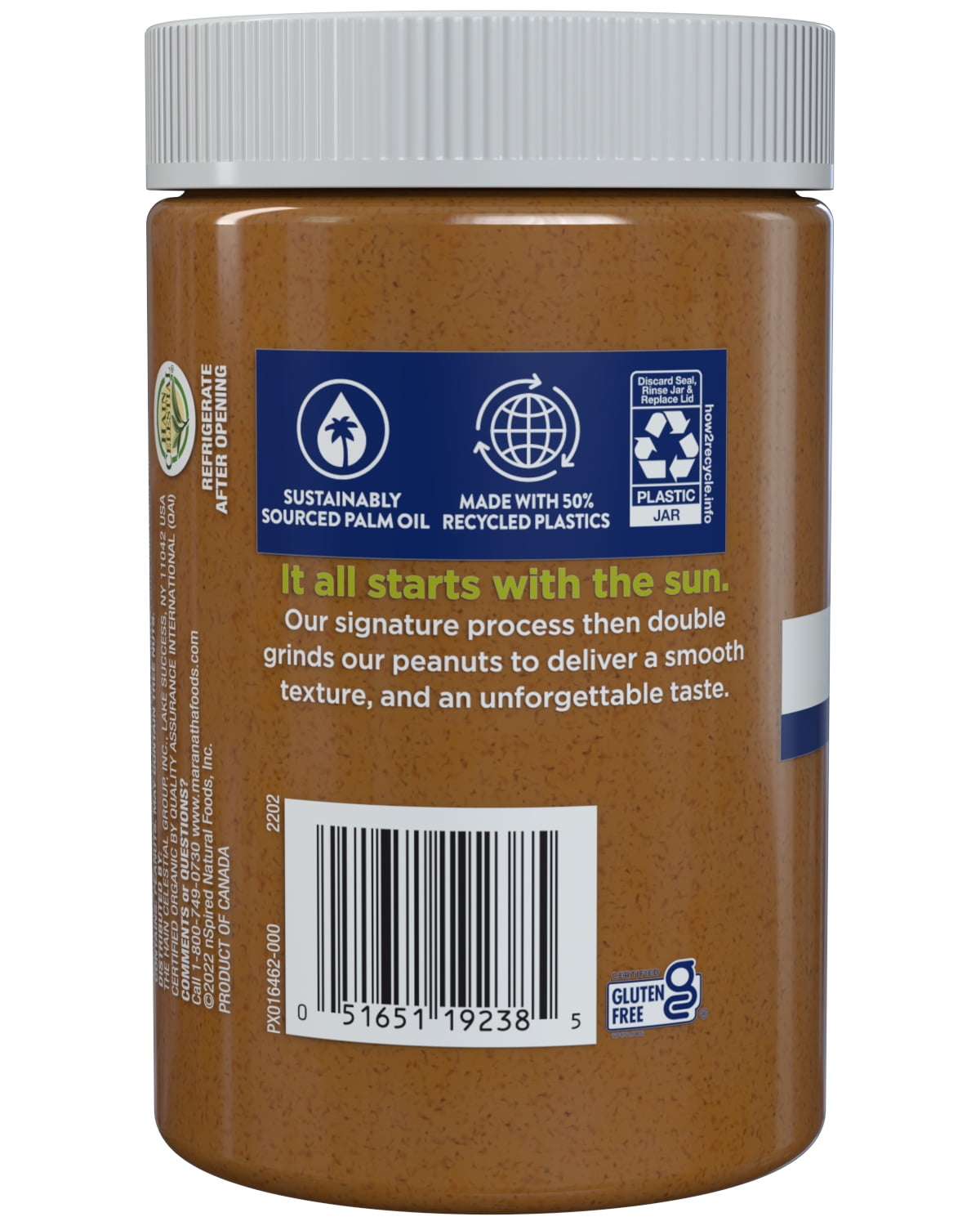 MaraNatha Organic Creamy No Sugar No Salt Peanut Butter Spread, 16 oz