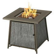 BALI OUTDOORS 28" Gas Fire Pit Table with Metal Lid and Lava Rocks, 50,000 BTU / Gray