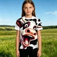 thumbnail image 6 of Big Boys Football T-Shirt Cow Print Funny Animal Graphic Short Sleeve Game Day Summer Tee Tops Size 11-12T, 6 of 6