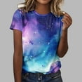 thumbnail image 1 of UPPADA T-Shirts d'Été pour Femmes à Imprimé Graphique, Col Ras du Cou, Décontractés, Manches Courtes, Coupe Ample, Chandails à Enfiler, Mode, Vacances, Plage, Blouses Multicolores, m, 1 of 4