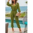 thumbnail image 6 of PRETTYGARDEN Women's Fall Jumpsuits Dressy Casual Pants Romper Spring Long Sleeve V Neck Belt Pockets One Piece Outfits, 6 of 8